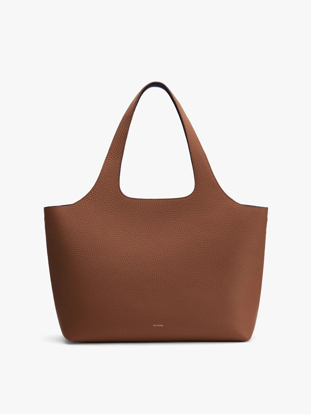 Cuyana “System Toe” 13 inch. Pebbled Leather Tote Bag Dark Chestnut